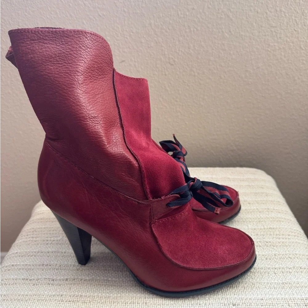 Poetic License Red Lace Up Boots - Picture 5 of 9